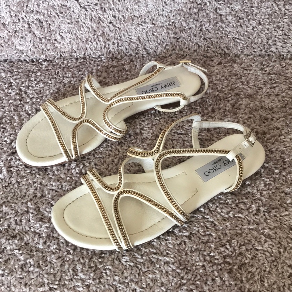Jimmy Choo Ivory Leather Sandals size 38